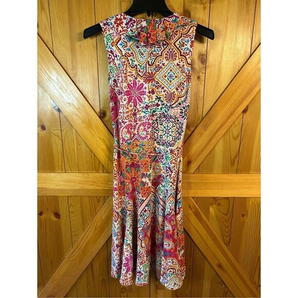Lauren Ralph Lauren Dress Size Small Floral Paisley Sleeveless Fit & Flare V Nec - Picture 6 of 8
